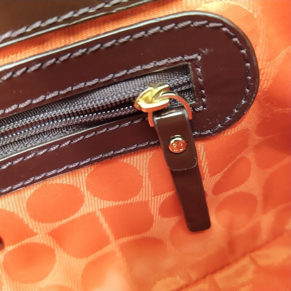 Kate Spade New York Orange Brown Patent Leather Chain Strap Hobo Shoulder Bag - Picture 13 of 16